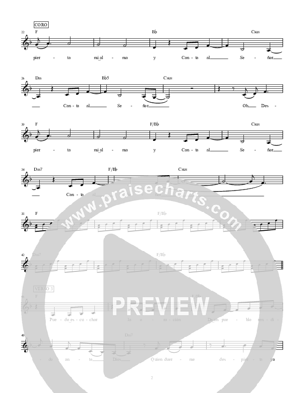 Despierta Mi Alma (Awake My Soul) Lead Sheet (SAT) (Hillsong en Espanol / Hillsong Worship)