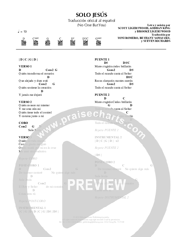 Solo Jesus (No One But You) Chords & Lyrics (Hillsong en Espanol / Hillsong Worship)