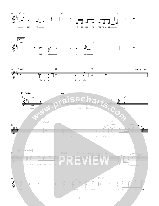 Solo Jesus (No One But You) Lead Sheet (SAT) (Hillsong en Espanol / Hillsong Worship)