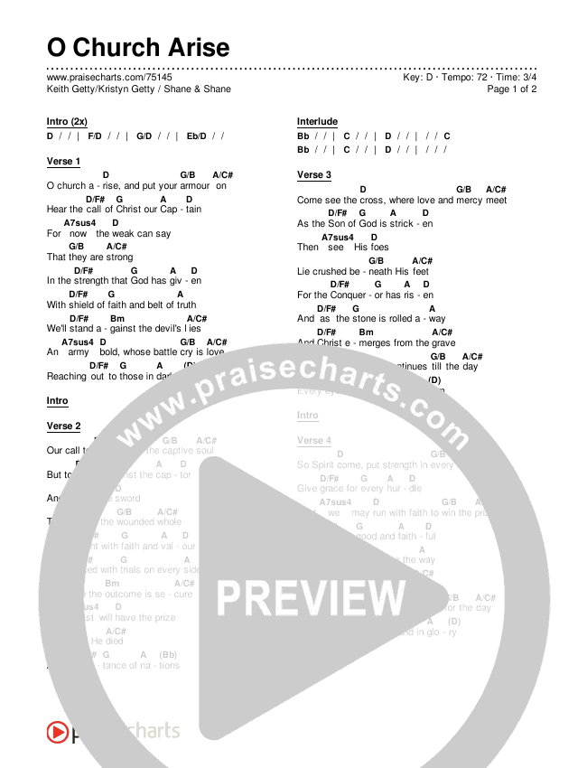 O Church Arise Chords & Lyrics (Keith & Kristyn Getty / Shane & Shane)