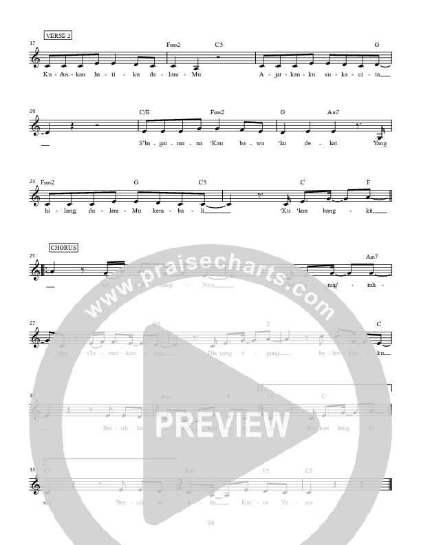 Bersih (Clean) Lead Sheet (SAT) (Hillsong Dalam Bahasa Indonesia / Hillsong Worship)