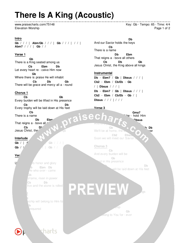 There Is A King (Acoustic) Chords & Lyrics (Elevation Worship)