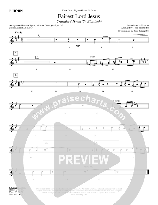 Fairest Lord Jesus French Horn (Todd Billingsley)