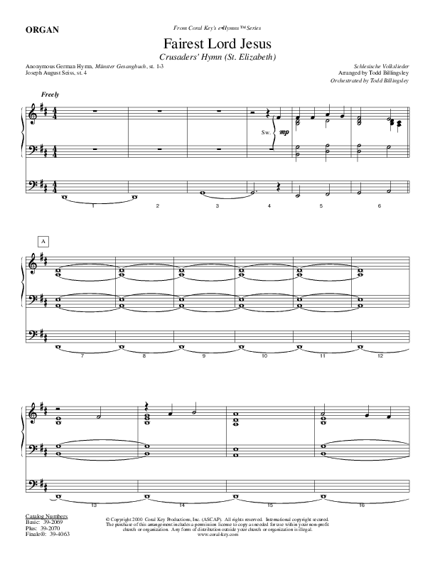 Fairest Lord Jesus Organ (Todd Billingsley)