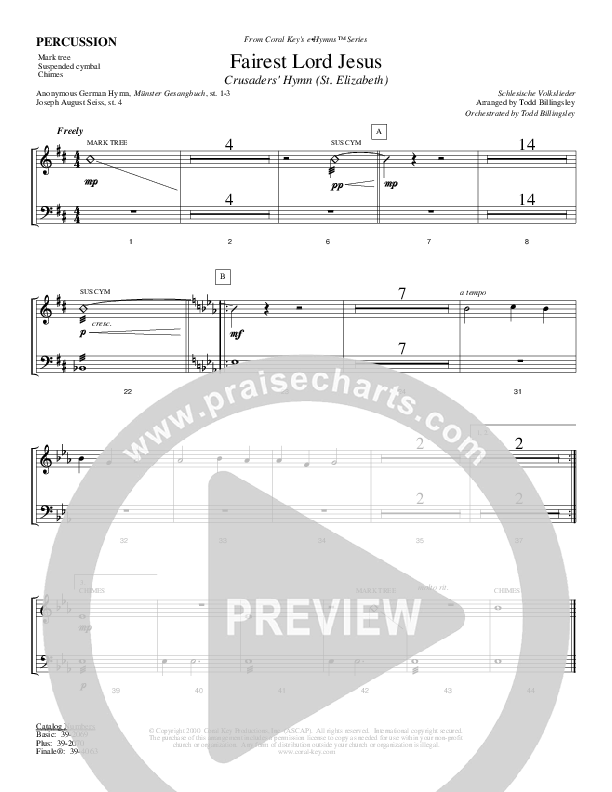 Fairest Lord Jesus Percussion (Todd Billingsley)