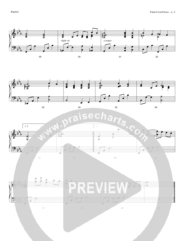 Fairest Lord Jesus Piano Sheet (Todd Billingsley)