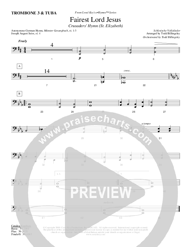 Fairest Lord Jesus Trombone 3/Tuba (Todd Billingsley)