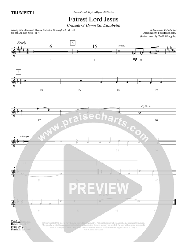 Fairest Lord Jesus Trumpet 1 (Todd Billingsley)