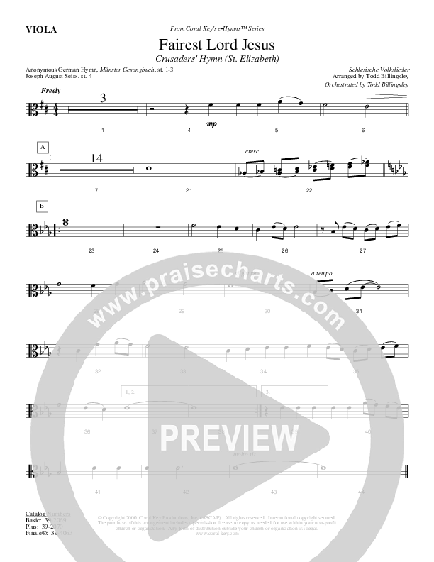 Fairest Lord Jesus Viola (Todd Billingsley)