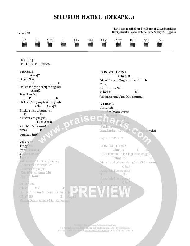 Seluruh Hatiku (Dekapku) (Whole Heart (Hold Me Now)) Chords & Lyrics (Hillsong Dalam Bahasa Indonesia / Hillsong Worship)