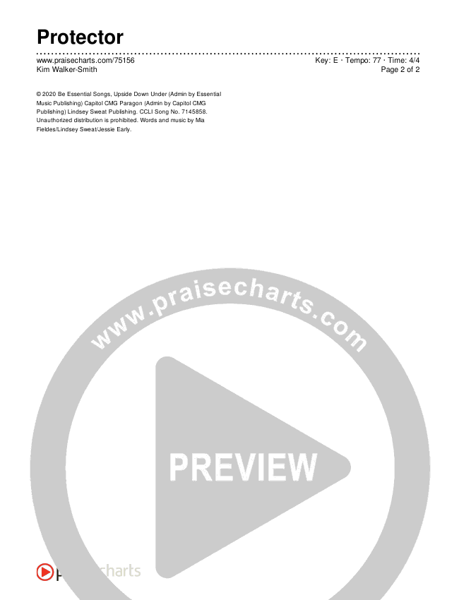 Protector Chords & Lyrics (Kim Walker-Smith)