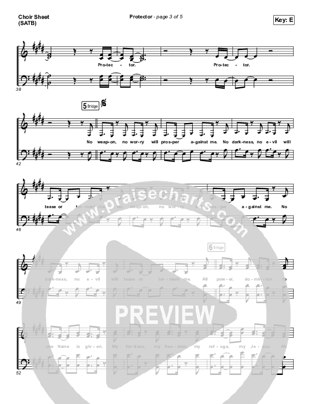 Protector Choir Sheet (SATB) (Kim Walker-Smith)