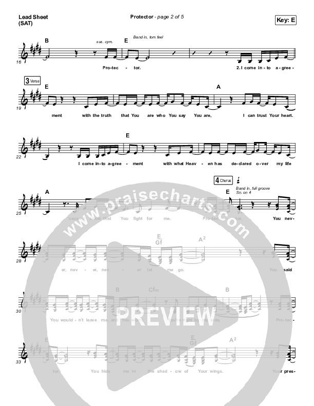 Protector Lead Sheet (SAT) (Kim Walker-Smith)