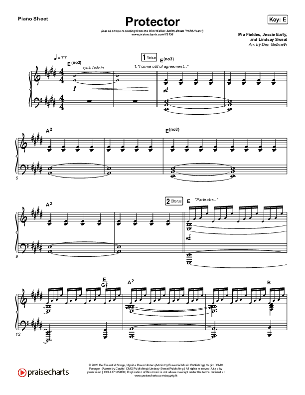 Protector Piano Sheet (Kim Walker-Smith)