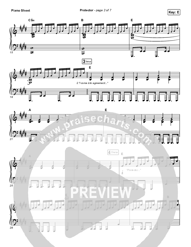 Protector Piano Sheet (Kim Walker-Smith)