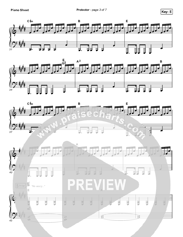 Protector Piano Sheet (Kim Walker-Smith)