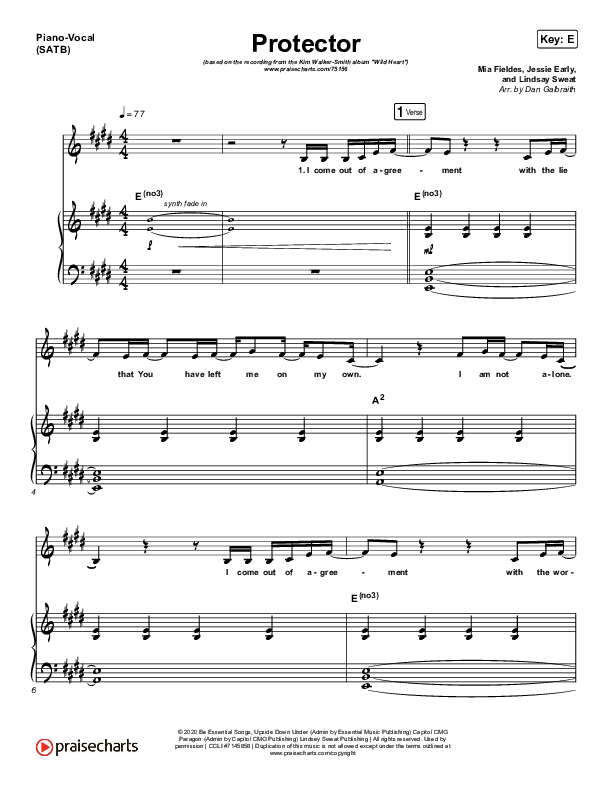 Protector Piano/Vocal (SATB) (Kim Walker-Smith)