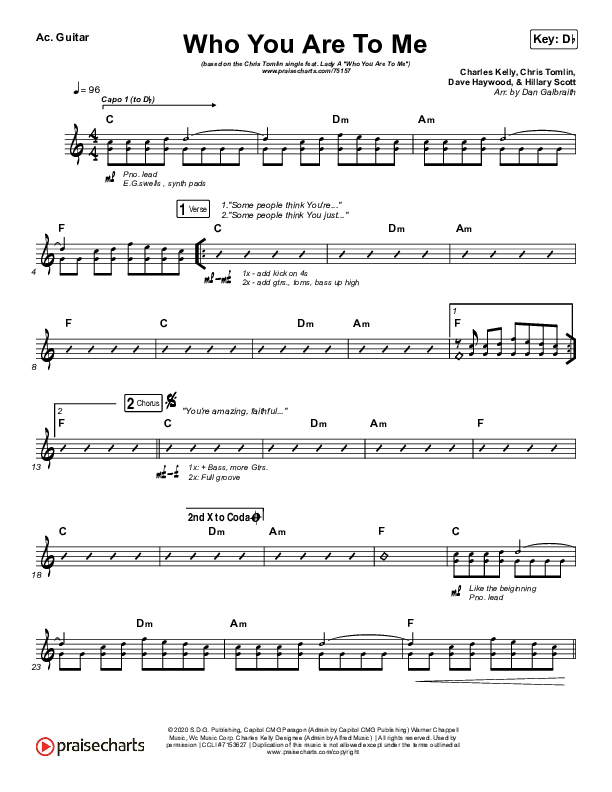 Who You Are To Me Acoustic Guitar (Chris Tomlin / Lady A)