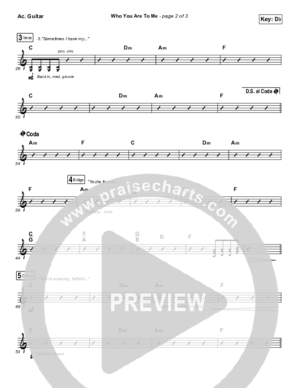 Who You Are To Me Acoustic Guitar (Chris Tomlin / Lady A)