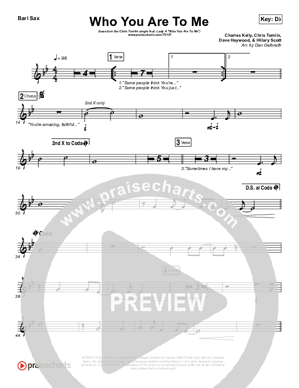 Who You Are To Me Bari Sax (Chris Tomlin / Lady A)