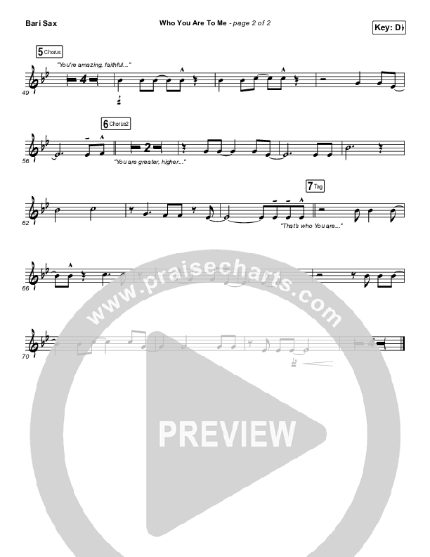 Who You Are To Me Bari Sax (Chris Tomlin / Lady A)