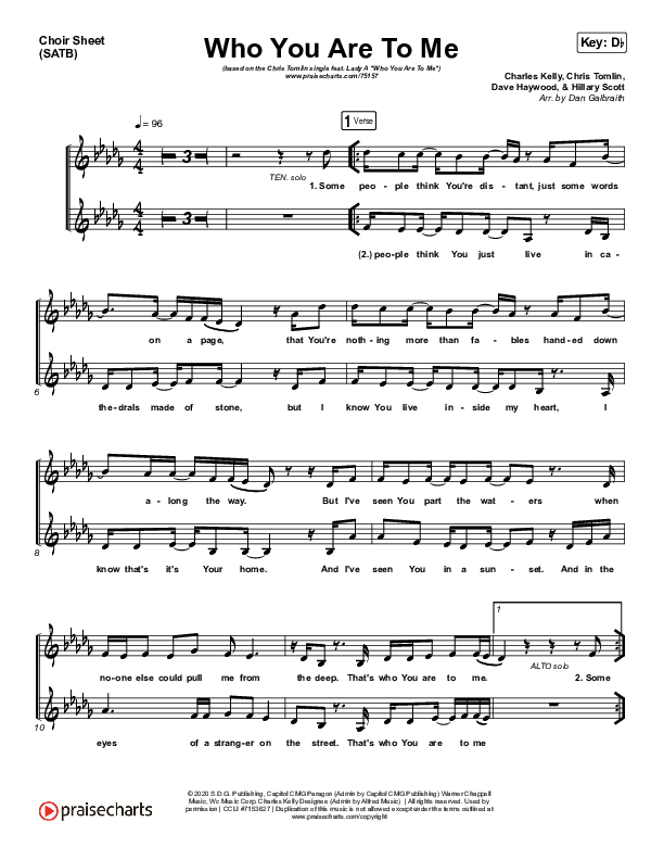 Who You Are To Me Choir Vocals (SATB) (Chris Tomlin / Lady A)