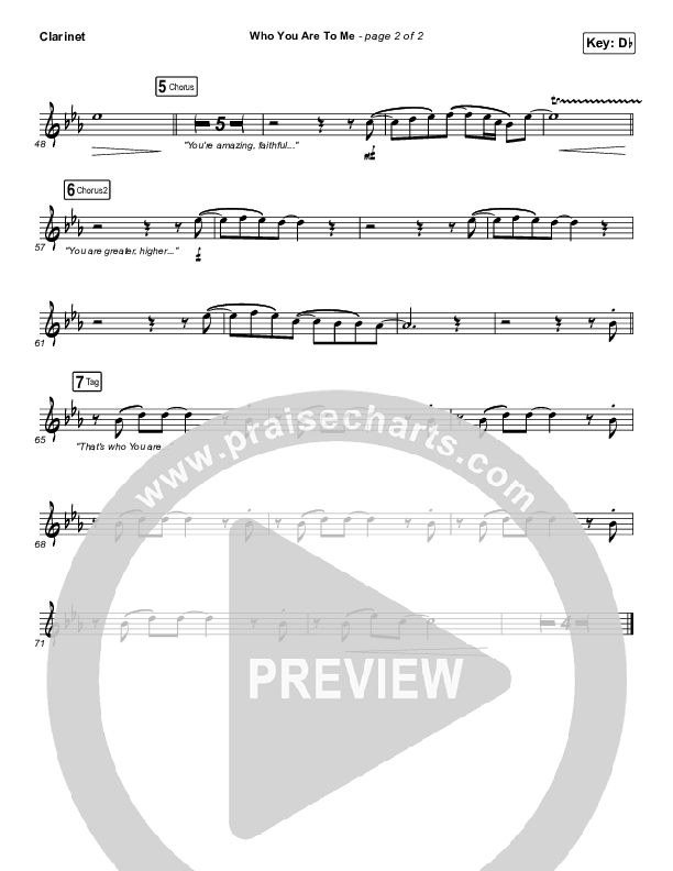 Who You Are To Me Clarinet (Chris Tomlin / Lady A)