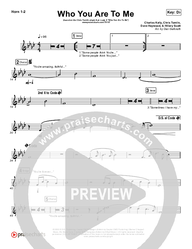 Who You Are To Me French Horn 1/2 (Chris Tomlin / Lady A)