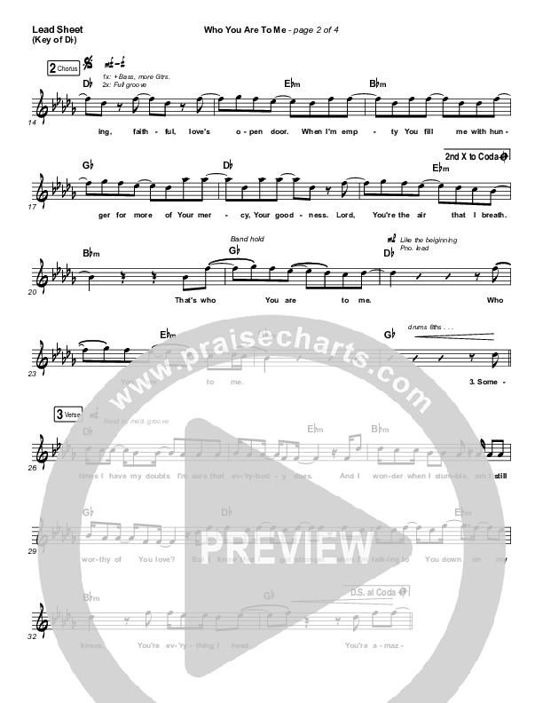 Who You Are To Me Lead Sheet (Melody) (Chris Tomlin / Lady A)