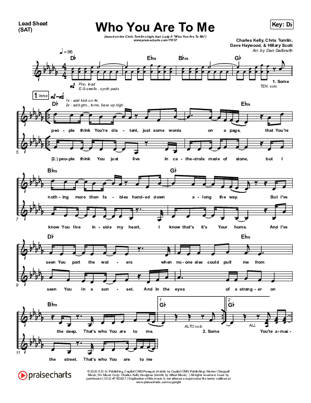 Who You Are To Me Lead Sheet (SAT) (Chris Tomlin / Lady A)