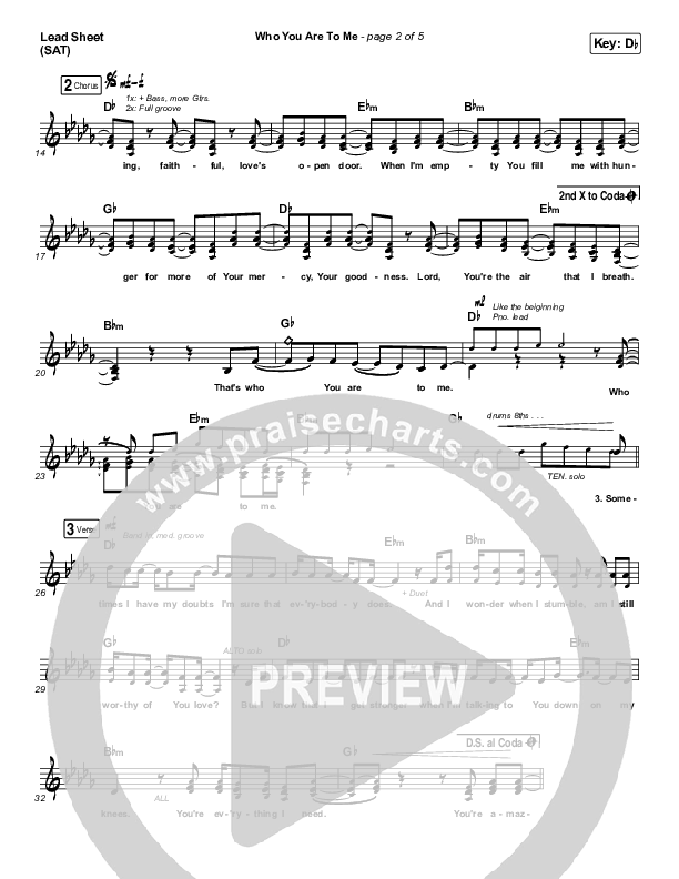 Who You Are To Me Lead Sheet (SAT) (Chris Tomlin / Lady A)