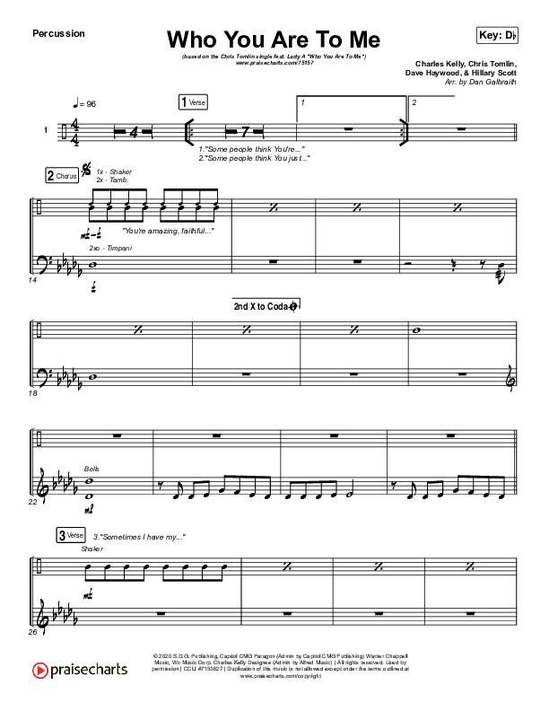 Who You Are To Me Percussion (Chris Tomlin / Lady A)