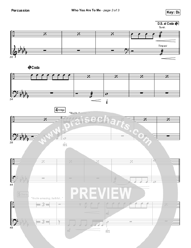 Who You Are To Me Percussion (Chris Tomlin / Lady A)