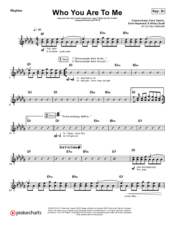 Who You Are To Me Rhythm Chart (Chris Tomlin / Lady A)