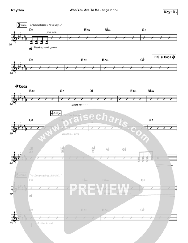 Who You Are To Me Rhythm Chart (Chris Tomlin / Lady A)