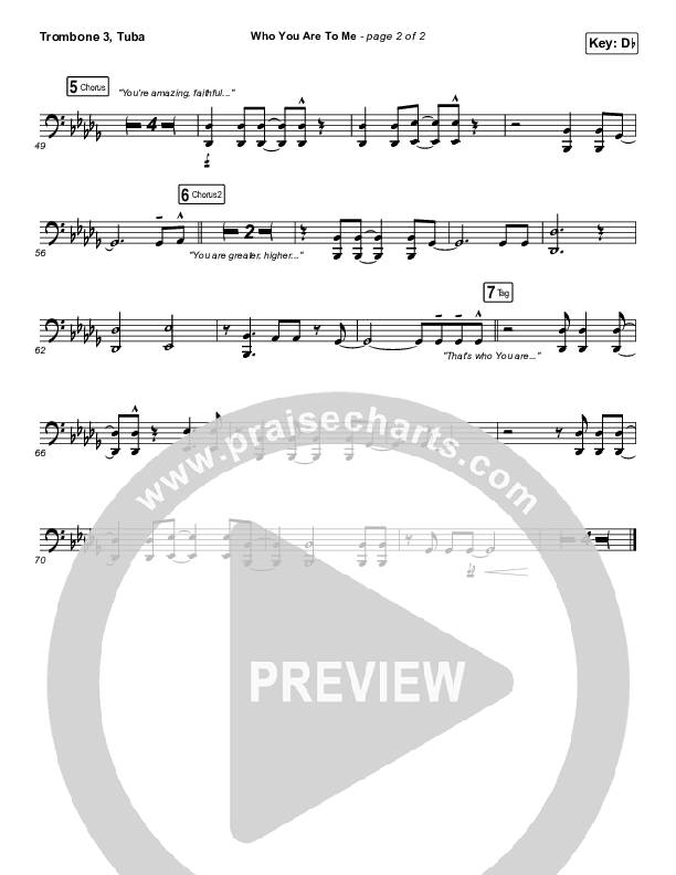 Who You Are To Me Trombone 3/Tuba (Chris Tomlin / Lady A)