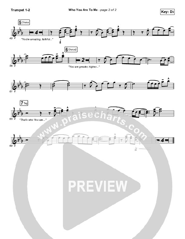 Who You Are To Me Trumpet 1,2 (Chris Tomlin / Lady A)