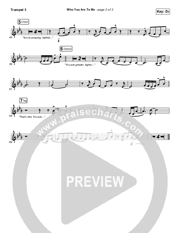 Who You Are To Me Trumpet 3 (Chris Tomlin / Lady A)