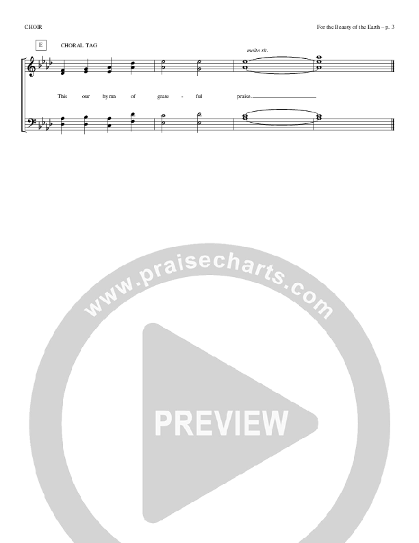 For The Beauty Of The Earth Choir Sheet (Todd Billingsley)