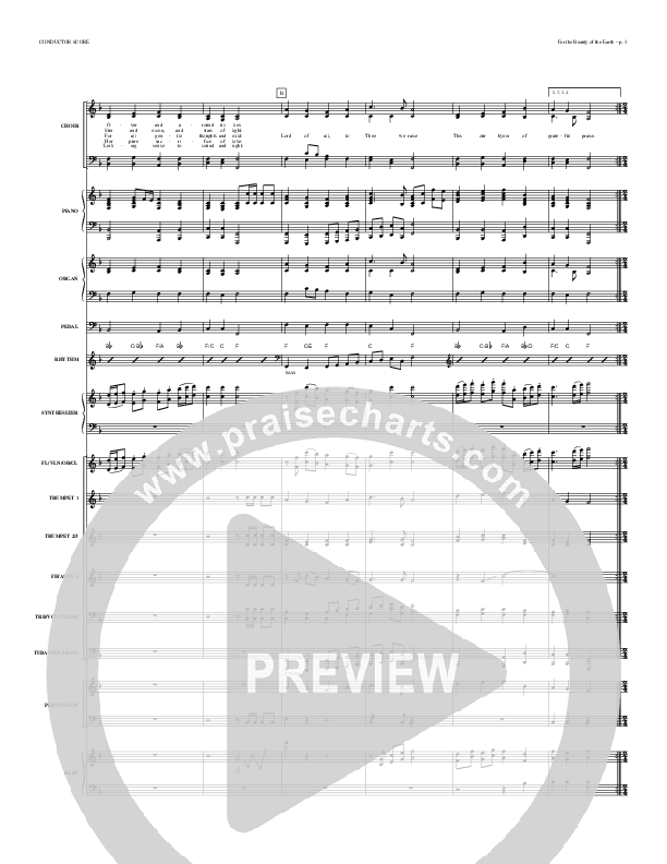 For The Beauty Of The Earth Conductor's Score (Todd Billingsley)