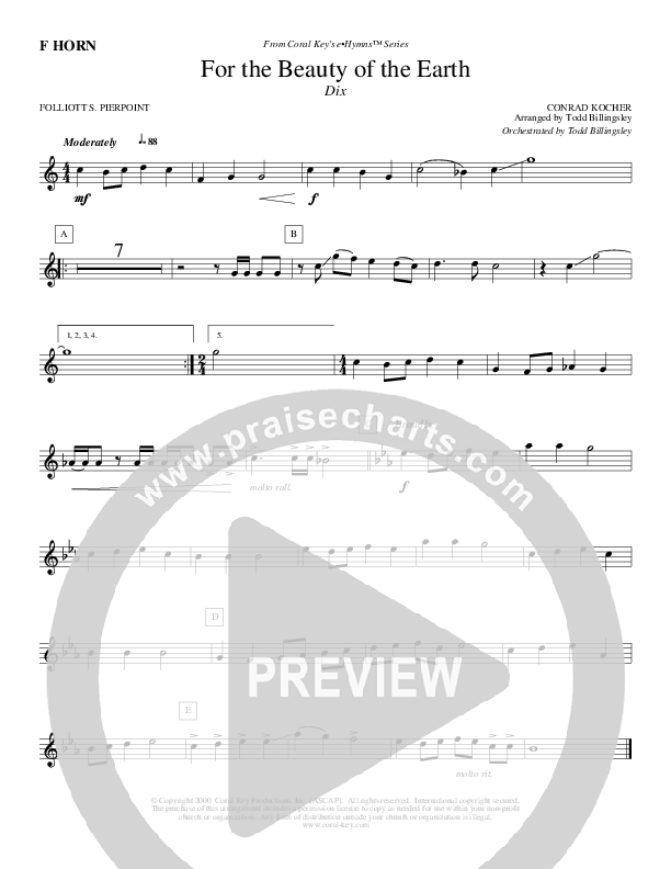 For The Beauty Of The Earth French Horn (Todd Billingsley)