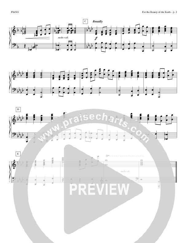 For The Beauty Of The Earth Piano Sheet (Todd Billingsley)