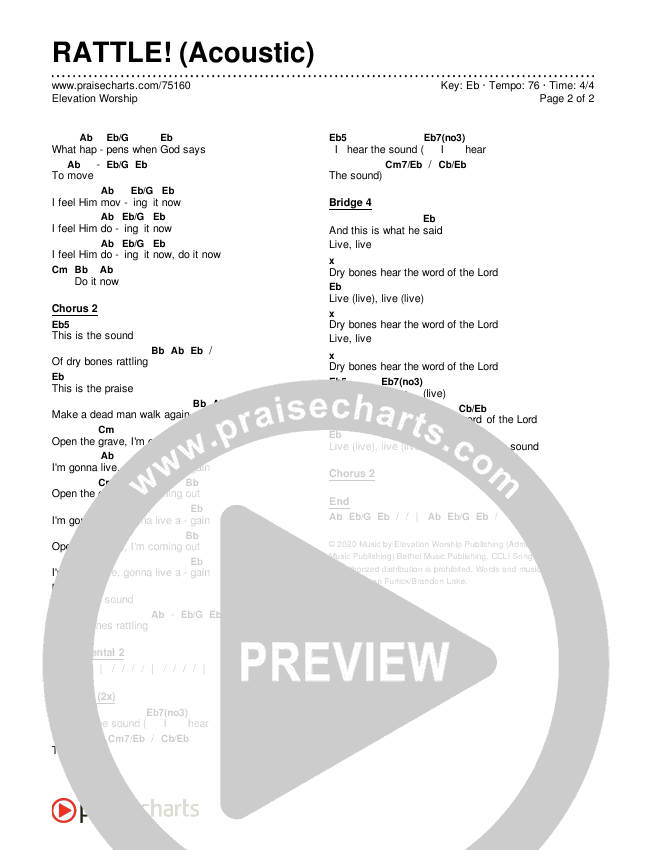 RATTLE! (Acoustic) Chords & Lyrics (Elevation Worship)