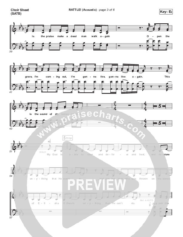 RATTLE! (Acoustic) Choir Sheet (SATB) (Elevation Worship)