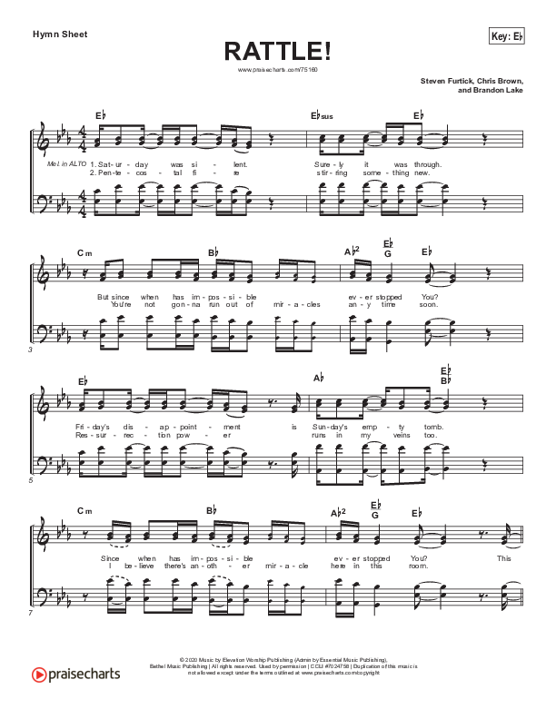 RATTLE! (Acoustic) Hymn Sheet (Elevation Worship) PraiseCharts