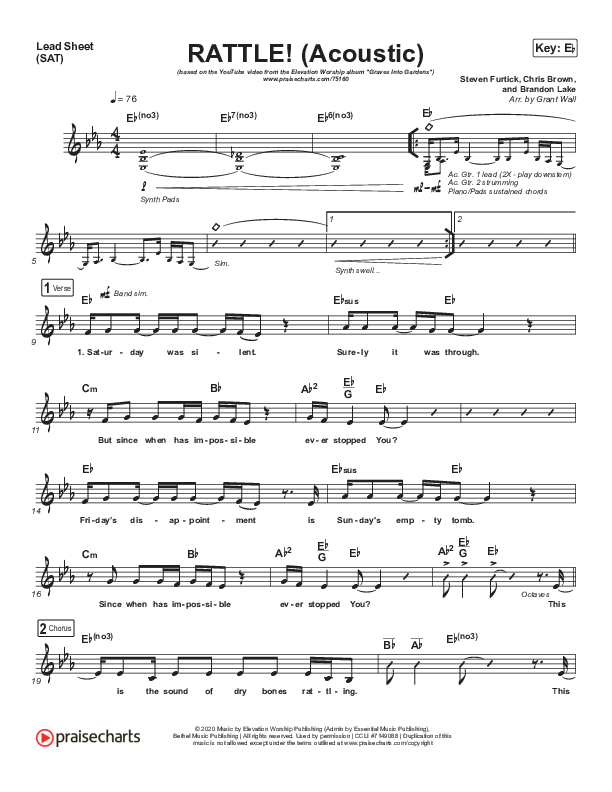 RATTLE! (Acoustic) Lead Sheet (SAT) (Elevation Worship)