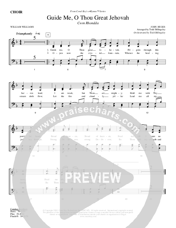 Guide Me O Thou Great Jehovah Choir Sheet (Todd Billingsley)