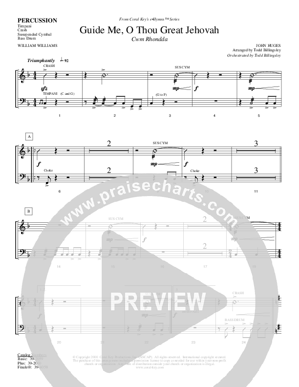 Guide Me O Thou Great Jehovah Percussion (Todd Billingsley)