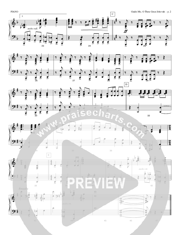 Guide Me O Thou Great Jehovah Piano Sheet (Todd Billingsley)
