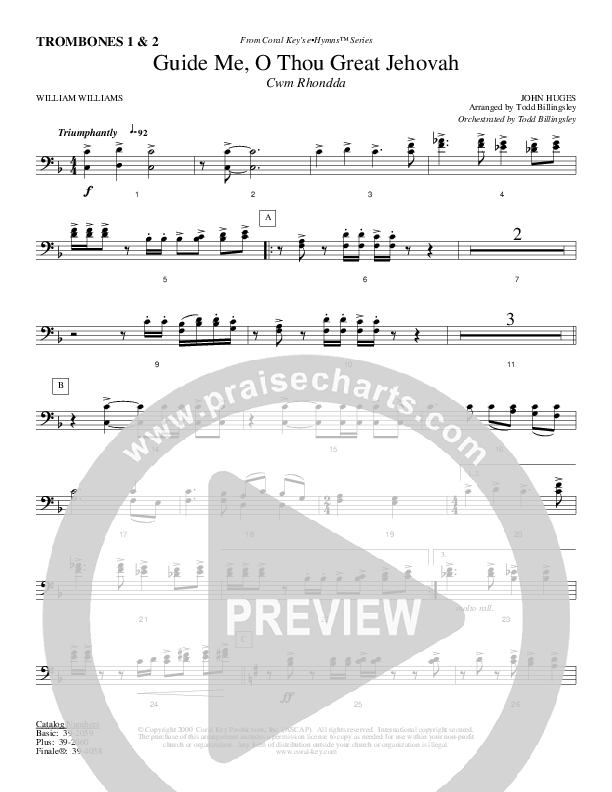 Guide Me O Thou Great Jehovah Trombone 1/2 (Todd Billingsley)